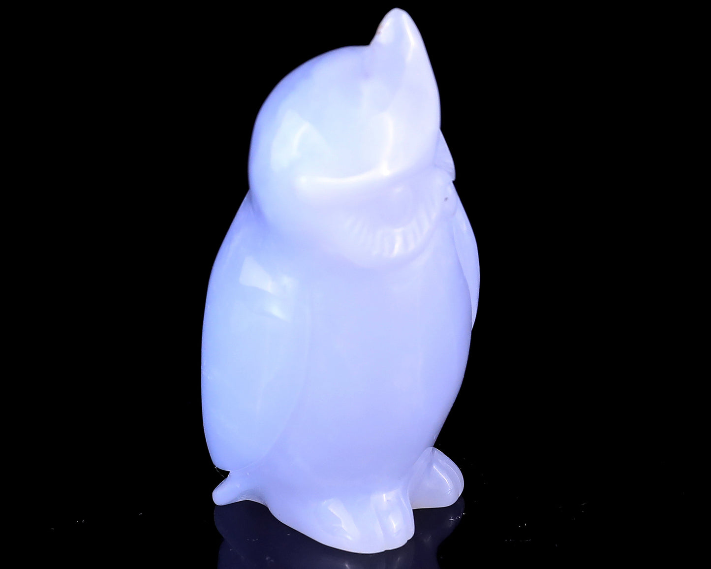 3.0" Blue Chalcedony Hand Carved Crystal Owl Sculpture Crystallumi