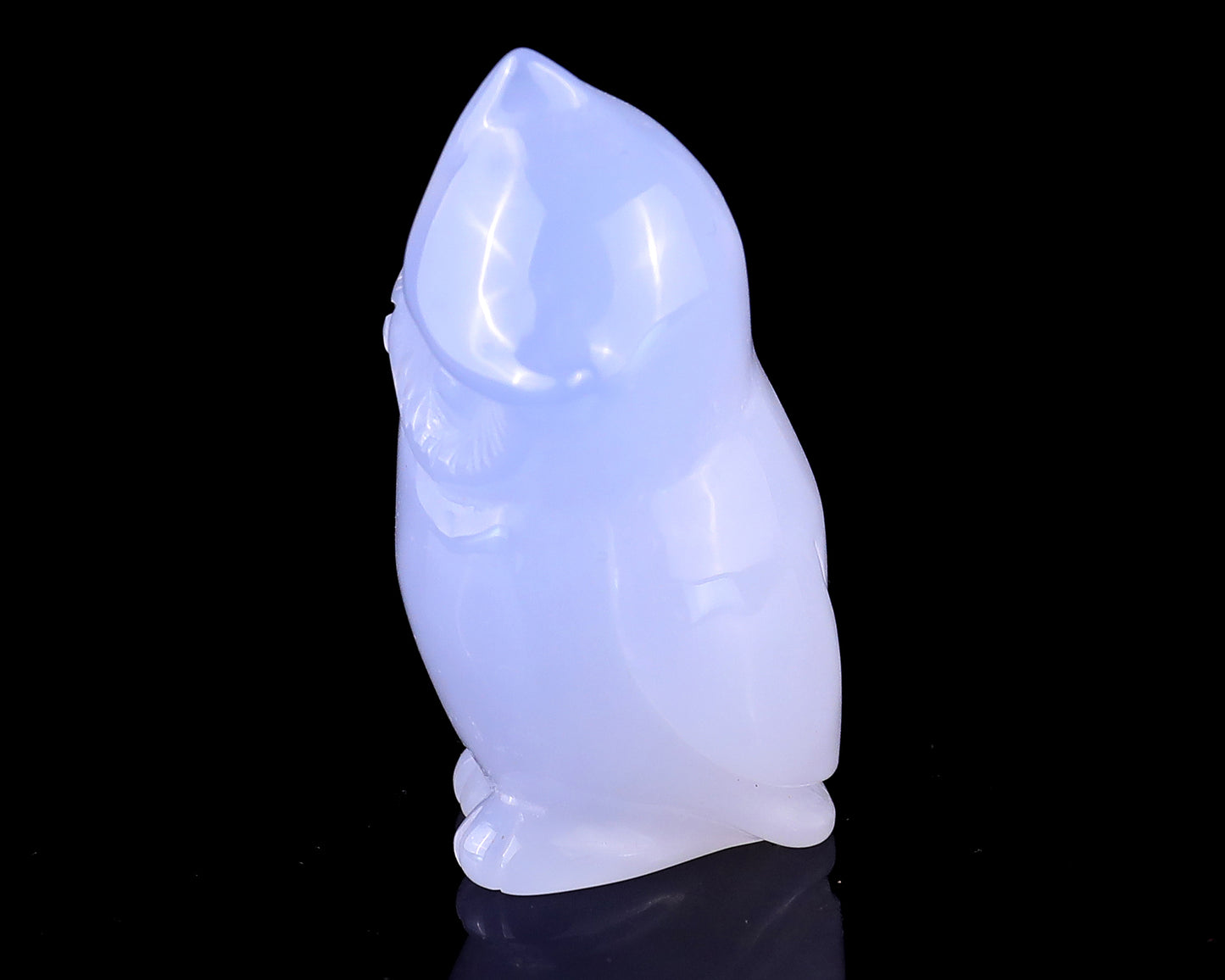 3.0" Blue Chalcedony Hand Carved Crystal Owl Sculpture Crystallumi