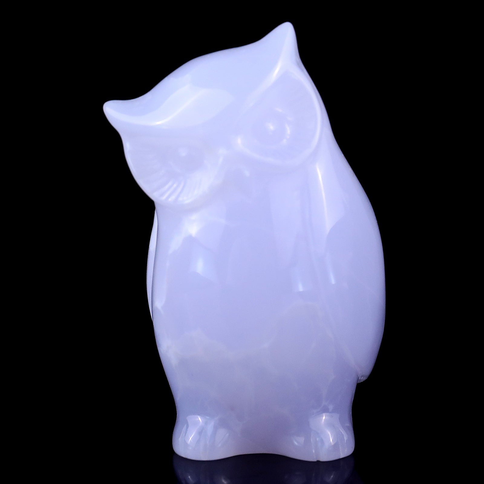 3.0" Blue Chalcedony Hand Carved Crystal Owl’s Family Sculpture Crystallumi