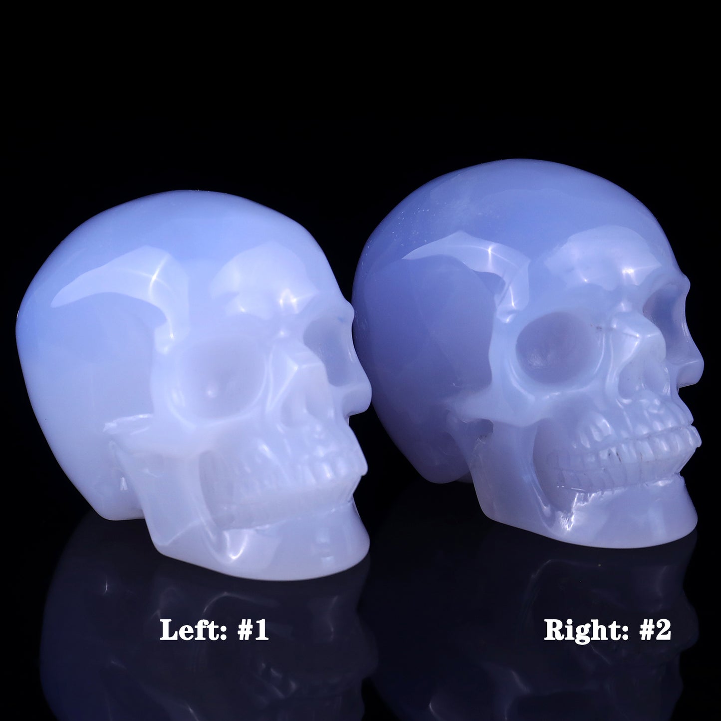 3.0" Blue Chalcedony Hand Carved Crystal Realistic Skull Sculpture Crystallumi