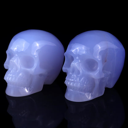 3.0" Blue Chalcedony Hand Carved Crystal Realistic Skull Sculpture Crystallumi