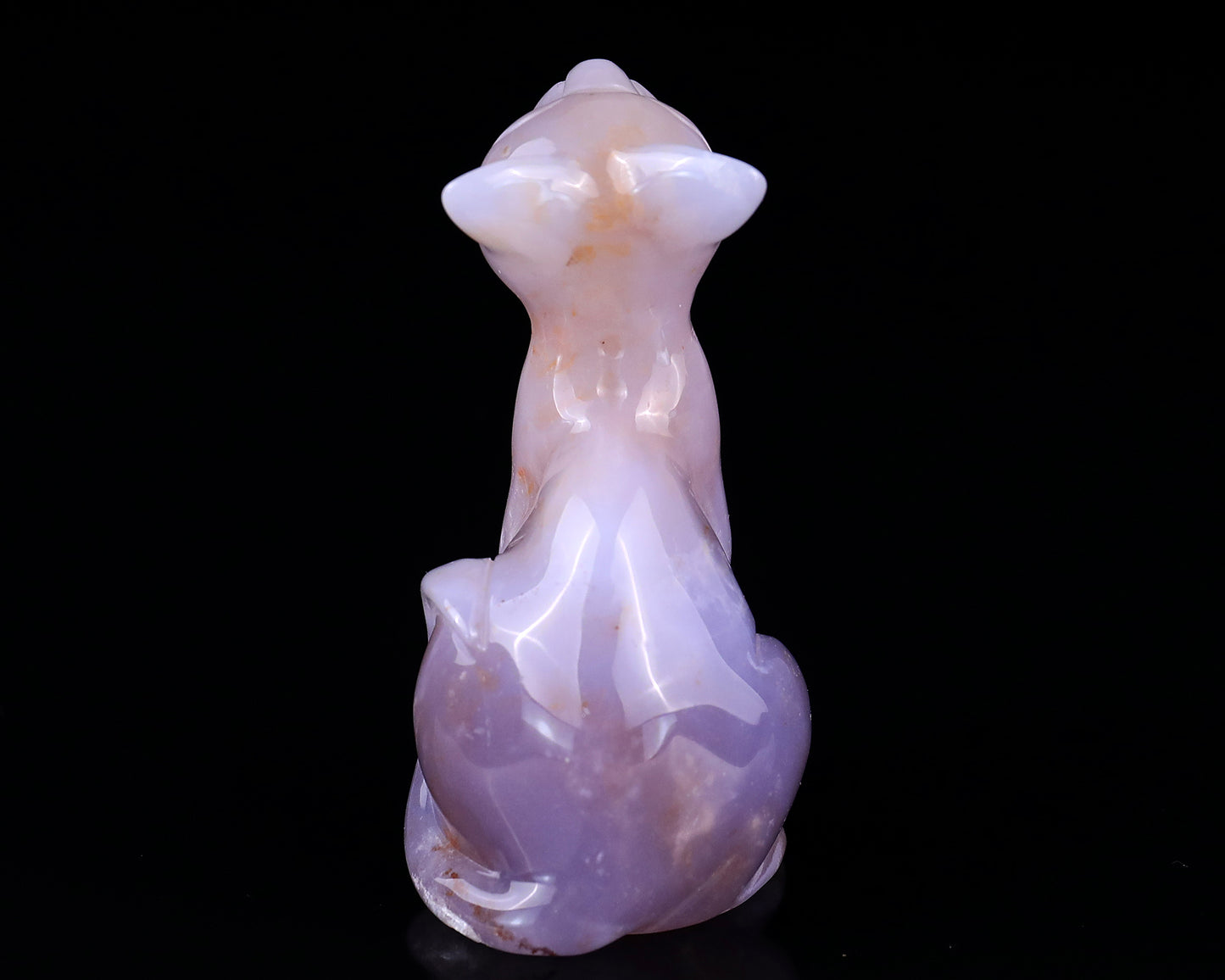 3.0" Chalcedony Hand Carved Crystal Cat Sculpture Crystallumi