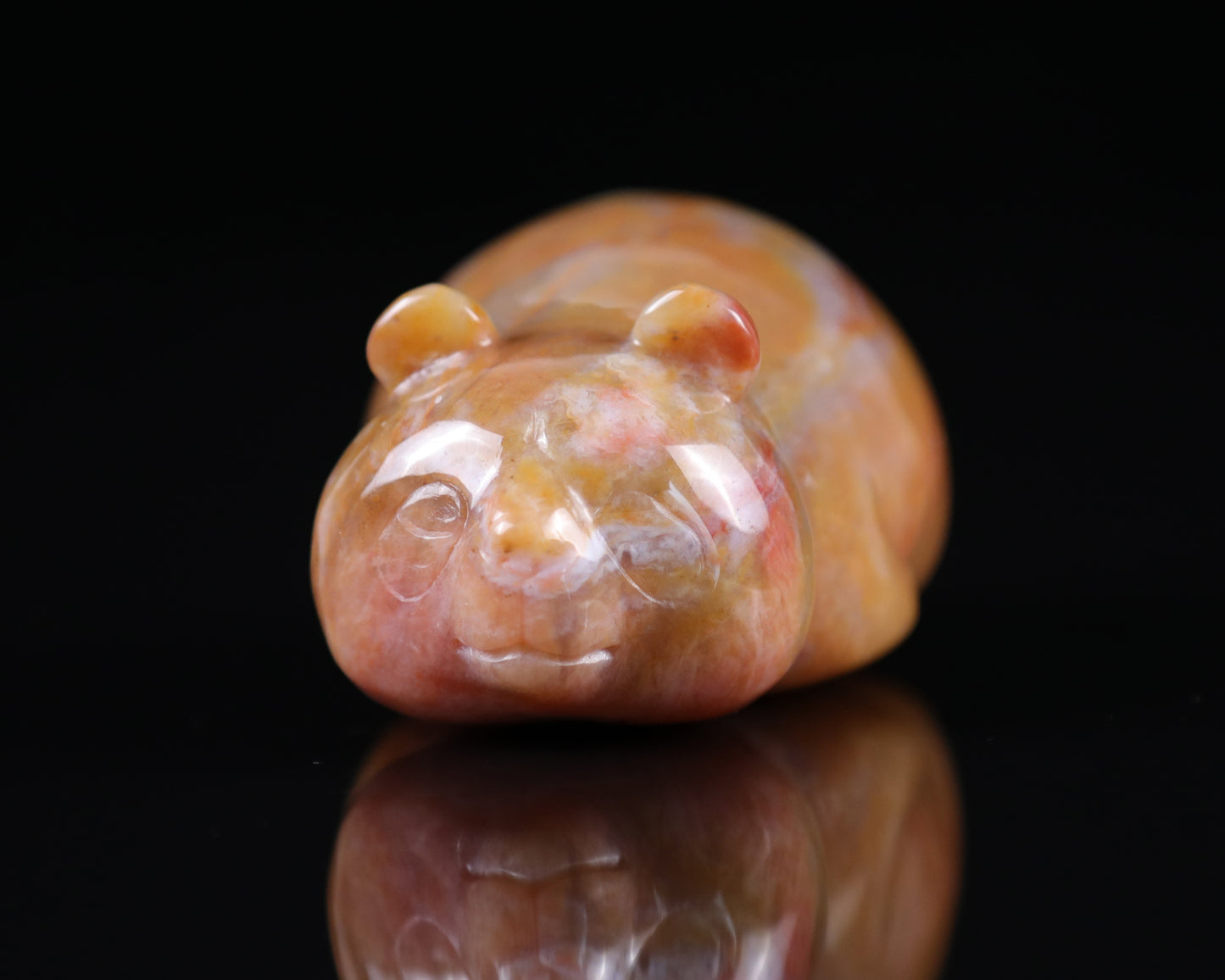 3.0" Chalcedony Hand Carved Crystal Panda Sculpture Crystallumi