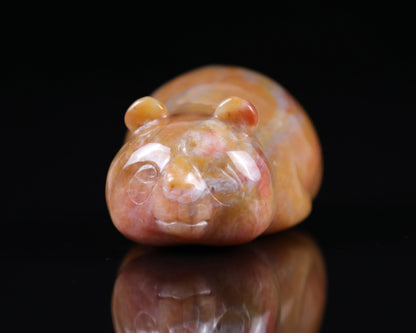 3.0" Chalcedony Hand Carved Crystal Panda Sculpture Crystallumi