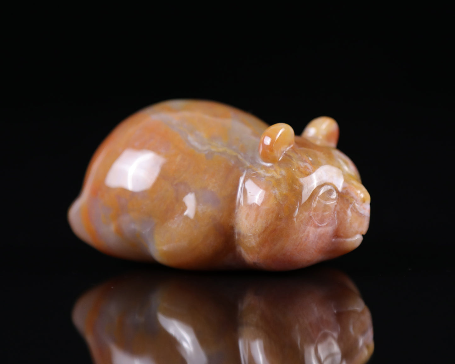 3.0" Chalcedony Hand Carved Crystal Panda Sculpture Crystallumi