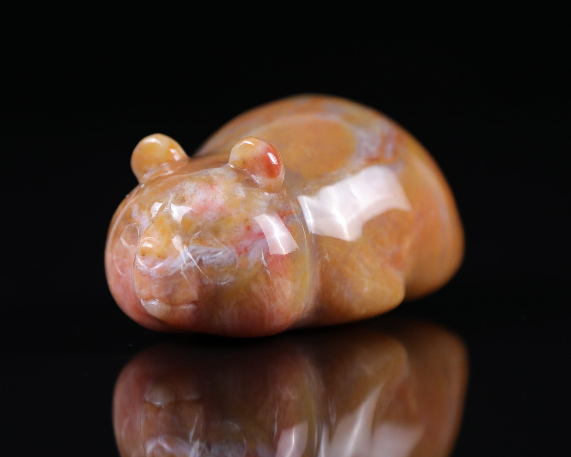 3.0" Chalcedony Hand Carved Crystal Panda Sculpture Crystallumi