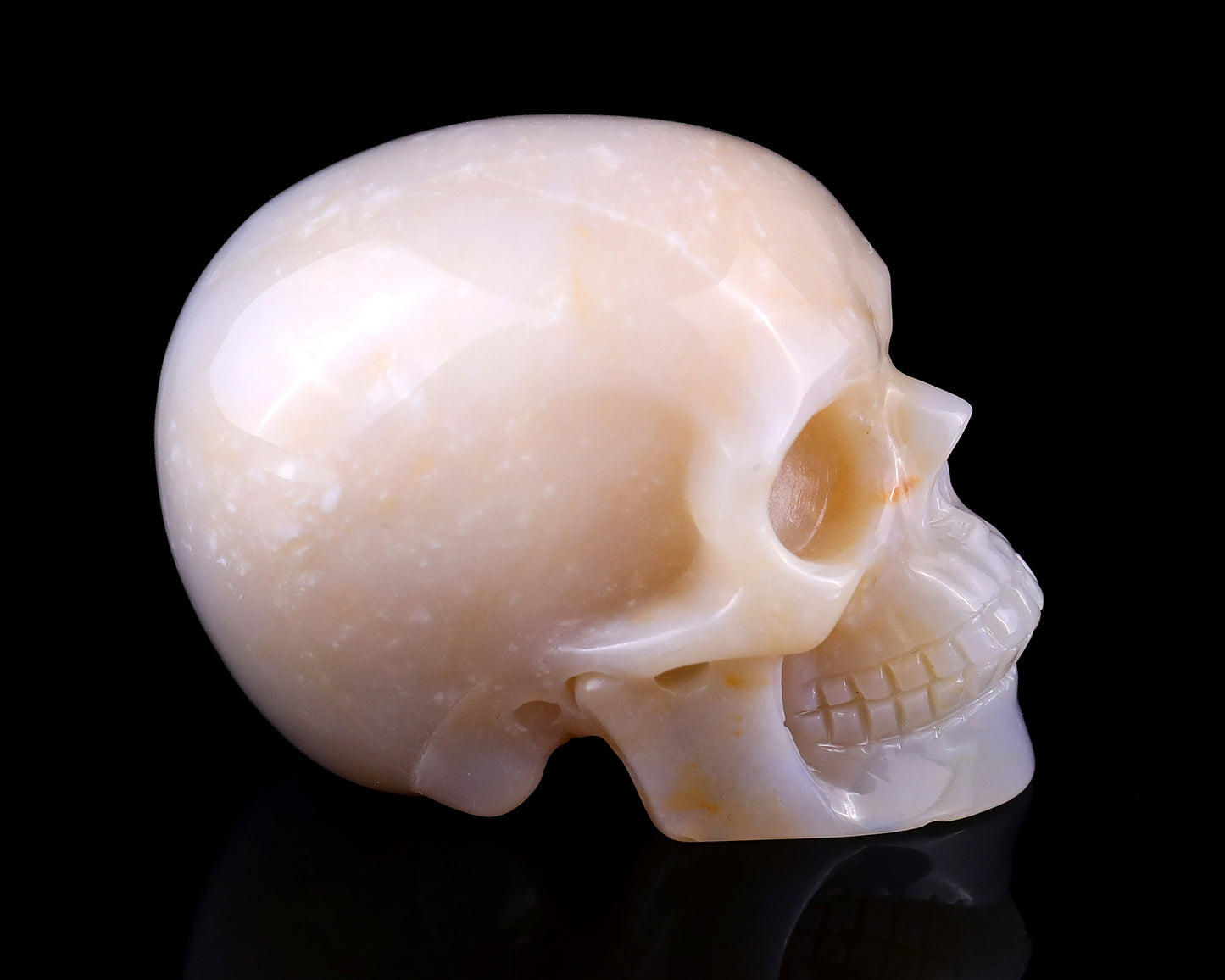 3.0" Chalcedony Hand Carved Crystal Realistic Skull Sculpture Crystallumi