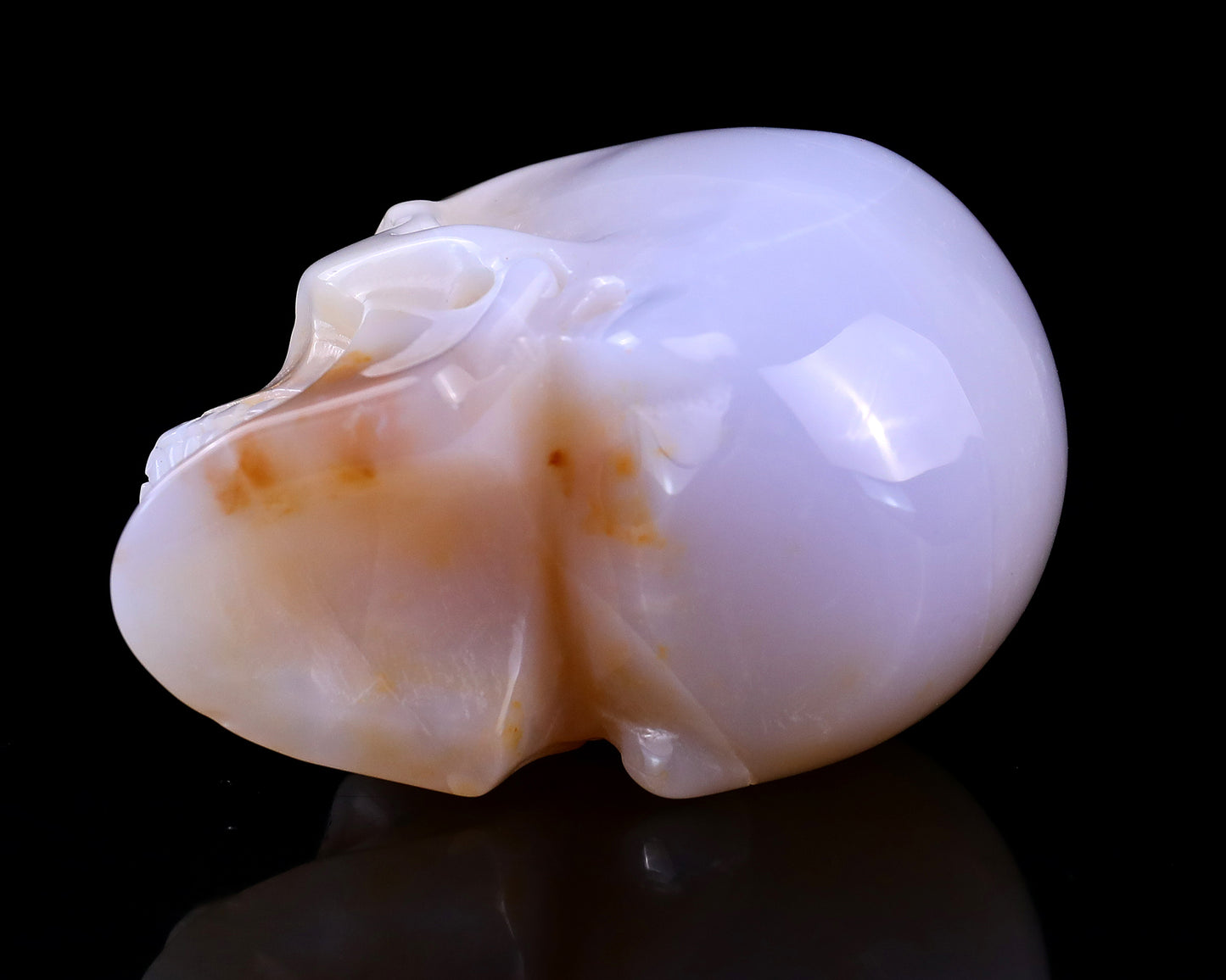 3.0" Chalcedony Hand Carved Crystal Realistic Skull Sculpture Crystallumi