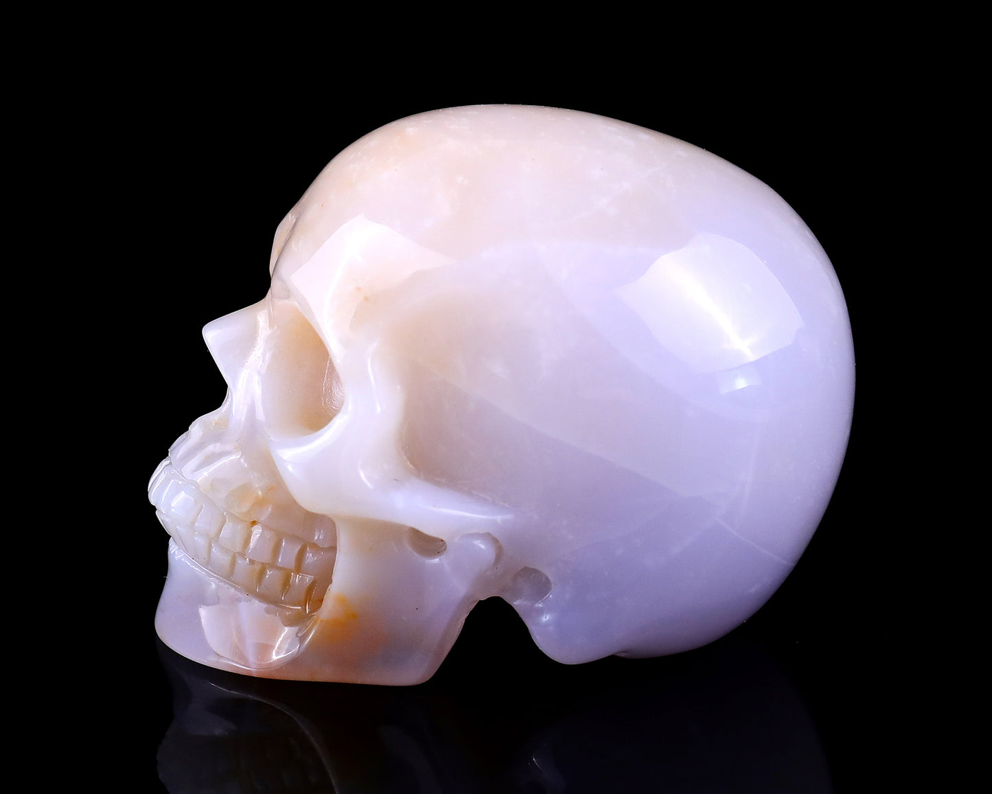 3.0" Chalcedony Hand Carved Crystal Realistic Skull Sculpture Crystallumi