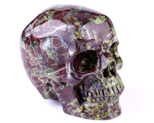 3.0" Dragon Blood Jasper Carved Crystal Realistic Skull Sculpture Crystallumi