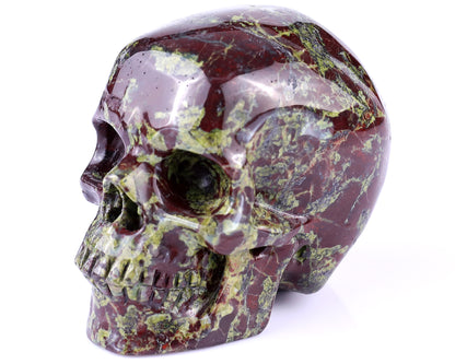 3.0" Dragon Blood Jasper Carved Crystal Realistic Skull Sculpture Crystallumi