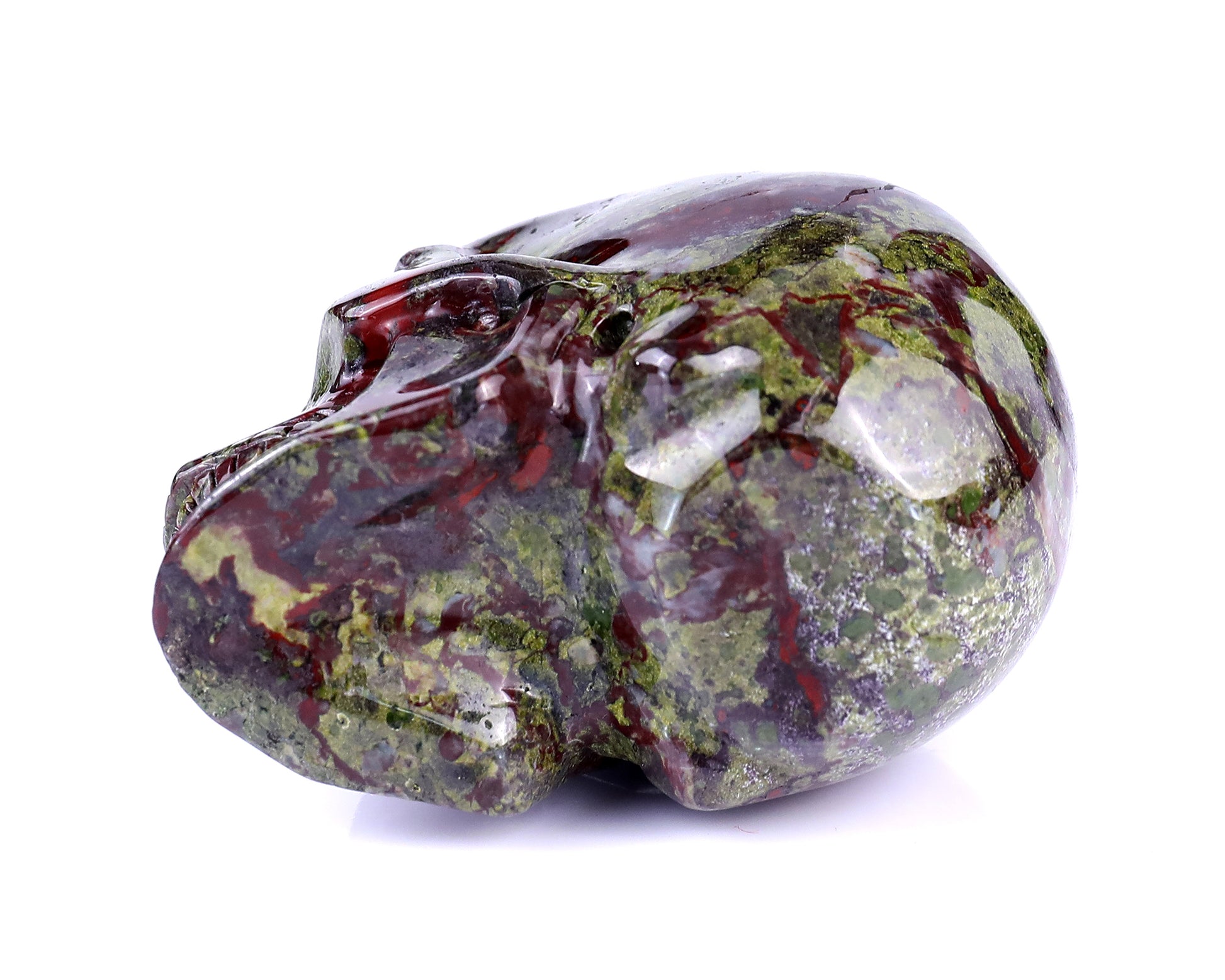 3.0" Dragon Blood Jasper Hand Carved Crystal Realistic Skull Sculpture Crystallumi