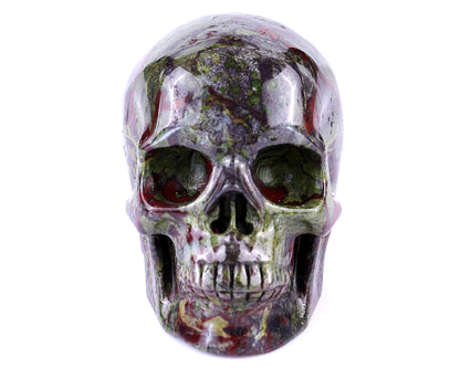 3.0" Dragon Blood Jasper Hand Carved Crystal Realistic Skull Sculpture Crystallumi