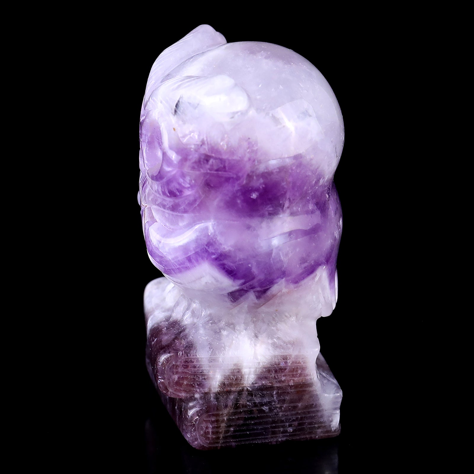 3.0" Dream Amethyst Hand Carved Crystal Owl Sculpture Crystallumi