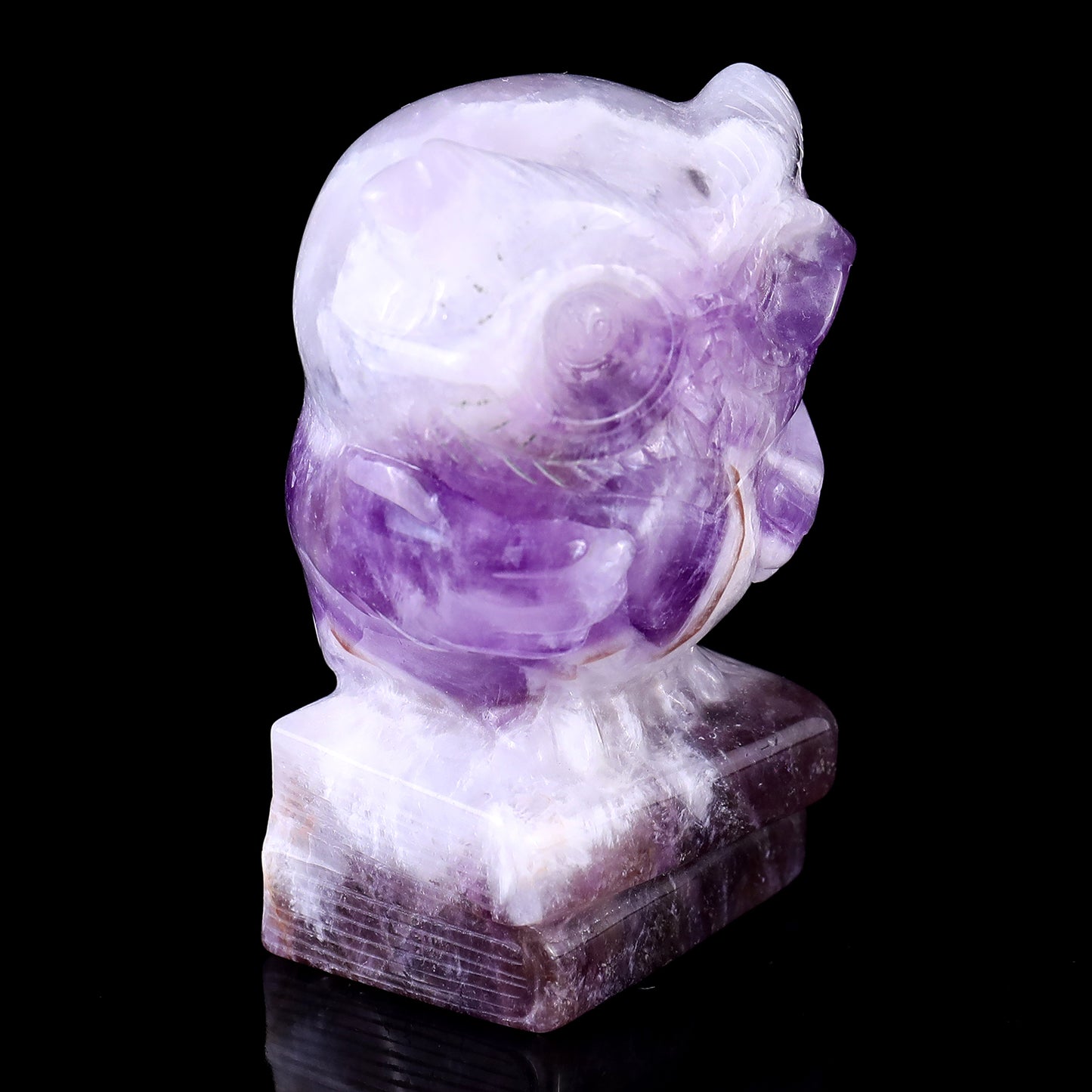 3.0" Dream Amethyst Hand Carved Crystal Owl Sculpture Crystallumi