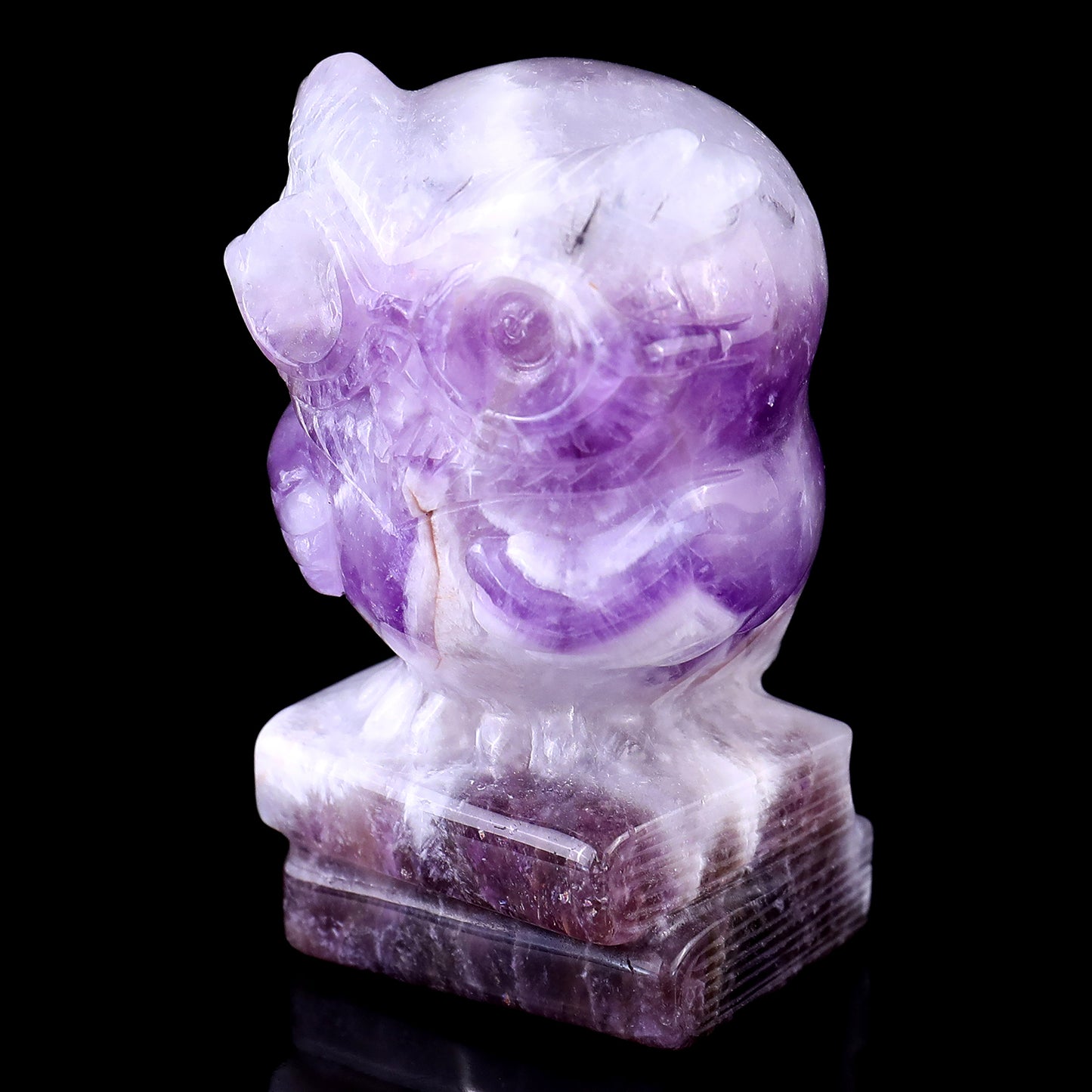 3.0" Dream Amethyst Hand Carved Crystal Owl Sculpture Crystallumi