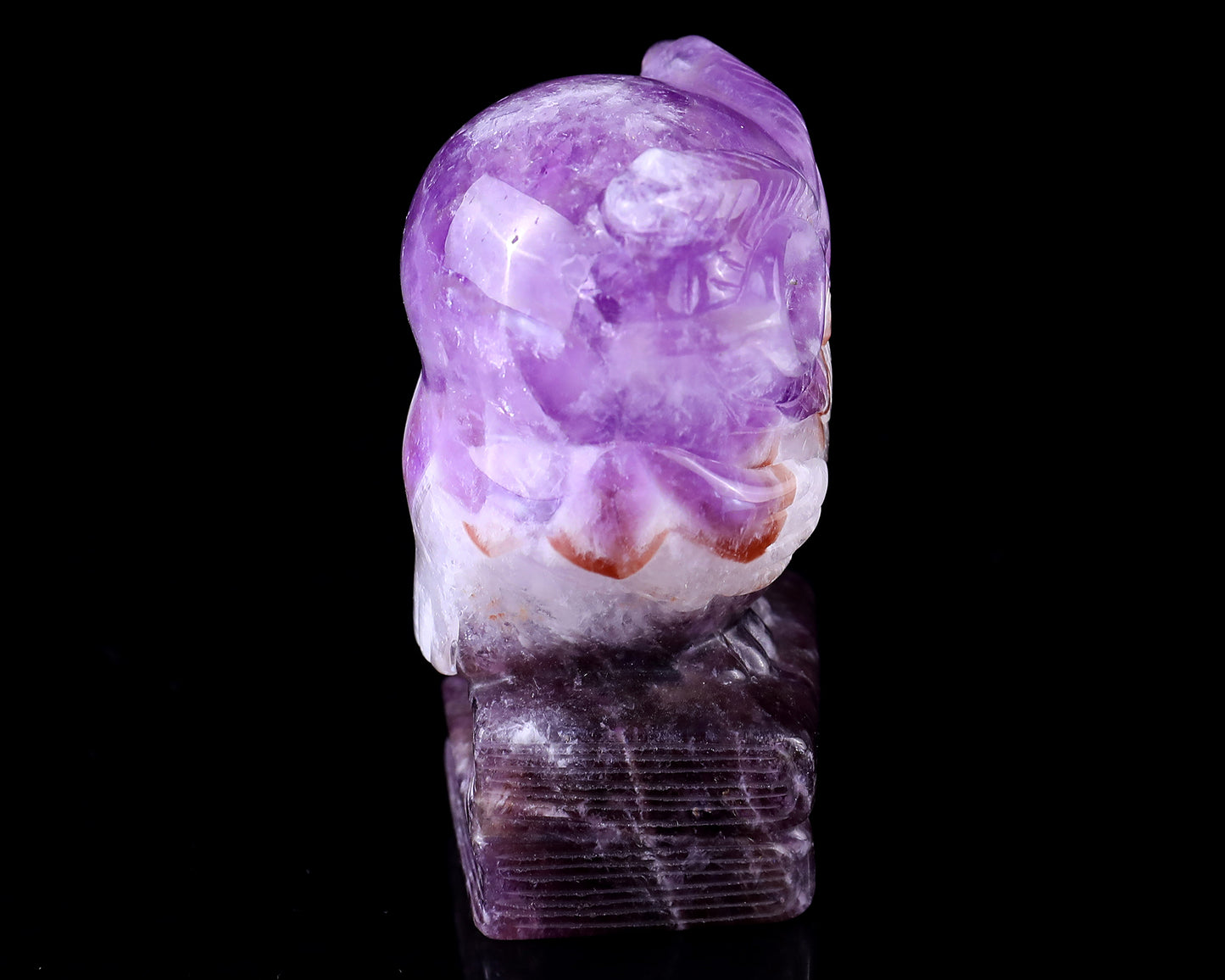 3.0" Dream Amethyst Hand Carved Crystal Owl Sculpture Crystallumi