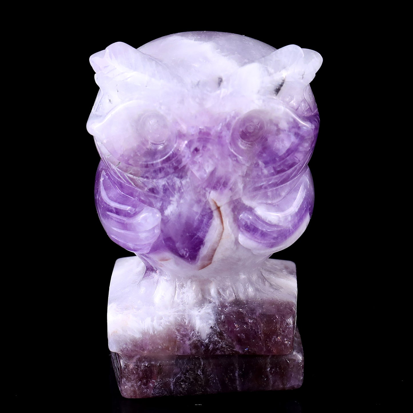 3.0" Dream Amethyst Hand Carved Crystal Owl Sculpture Crystallumi