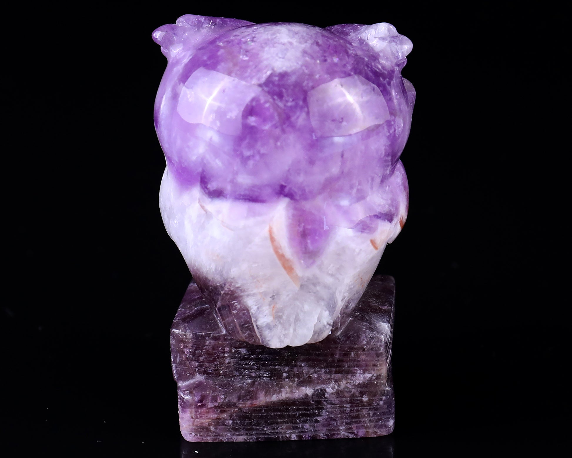 3.0" Dream Amethyst Hand Carved Crystal Owl Sculpture Crystallumi