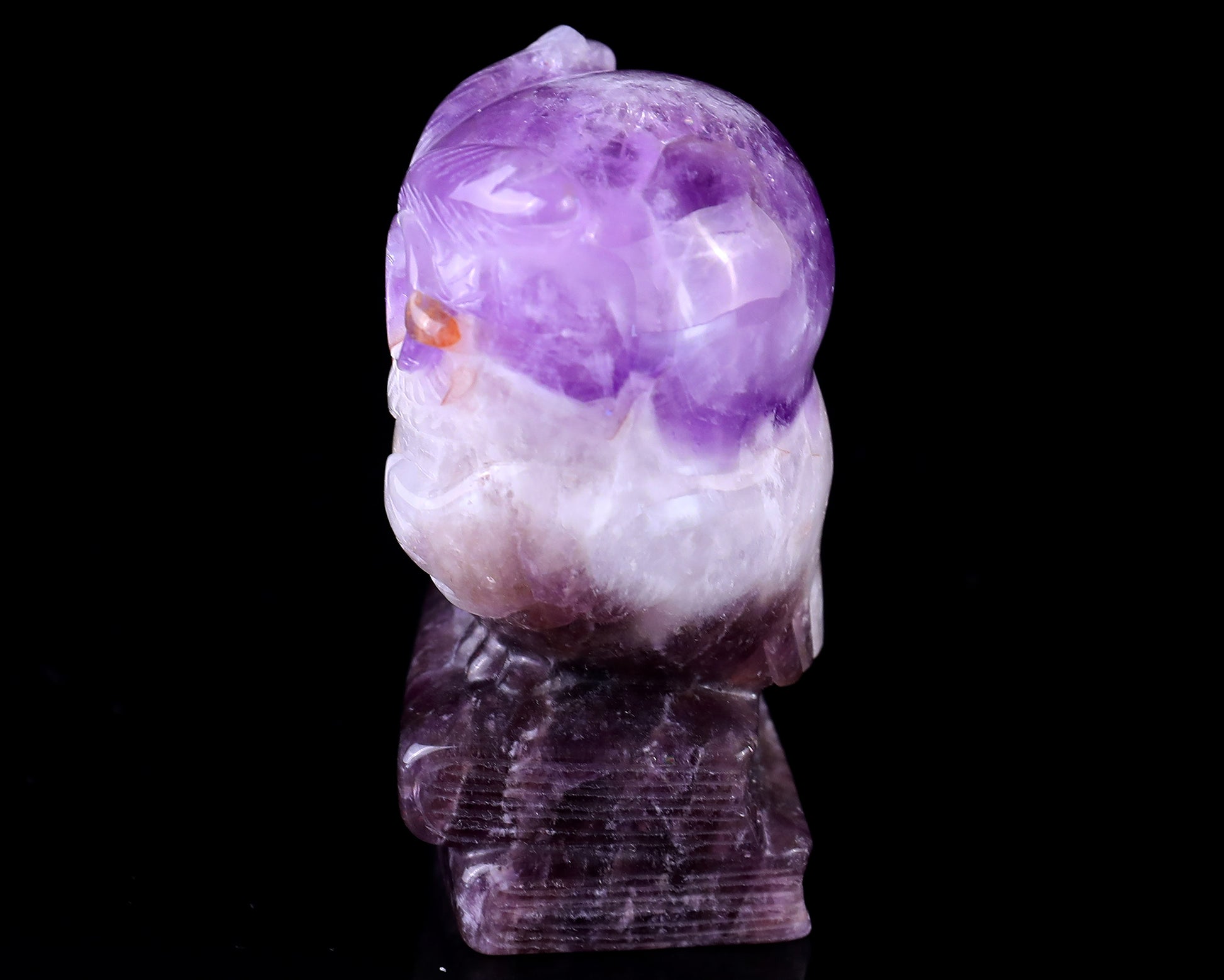 3.0" Dream Amethyst Hand Carved Crystal Owl Sculpture Crystallumi