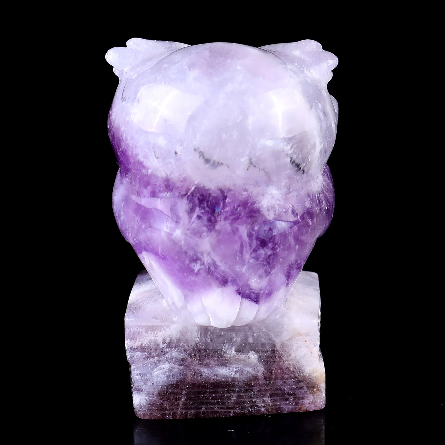 3.0" Dream Amethyst Hand Carved Crystal Owl Sculpture Crystallumi