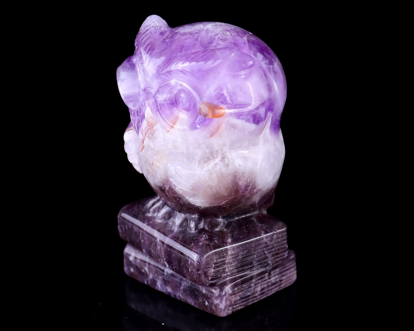 3.0" Dream Amethyst Hand Carved Crystal Owl Sculpture Crystallumi