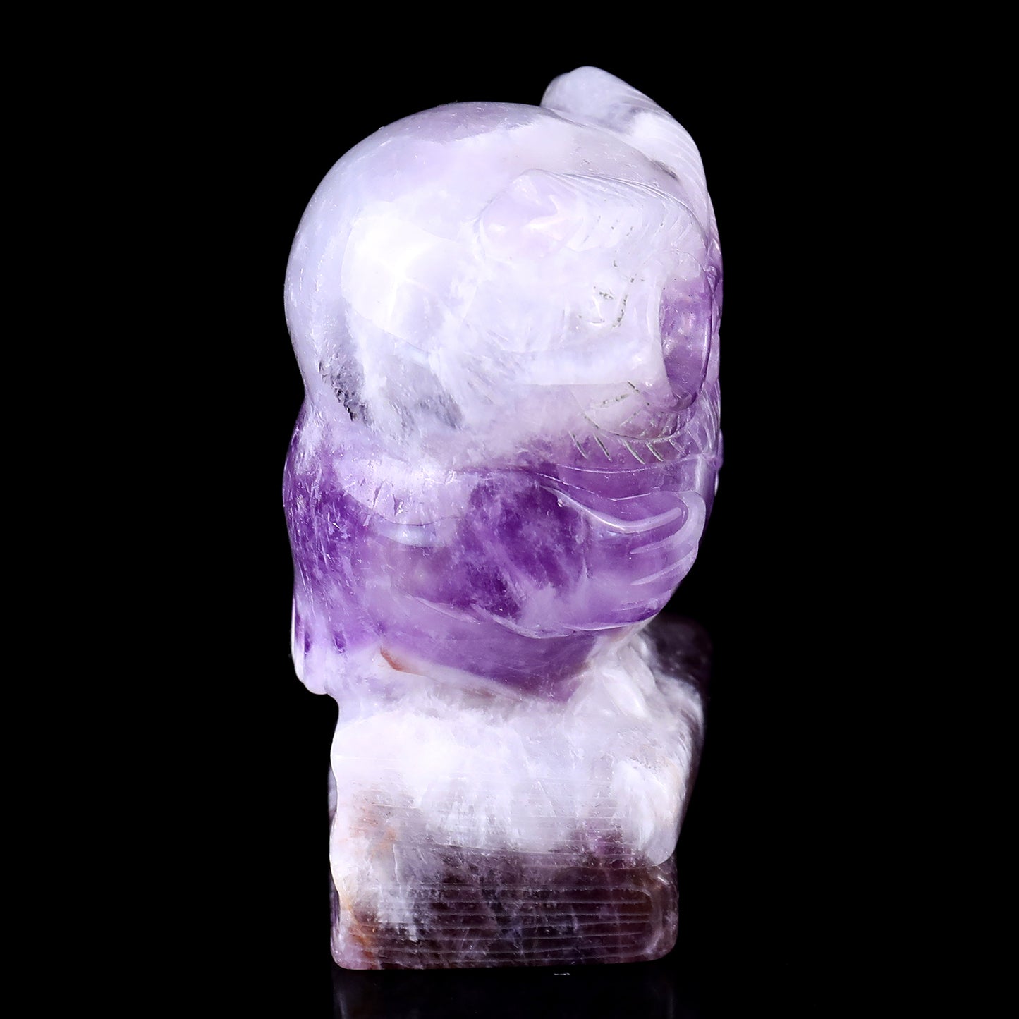 3.0" Dream Amethyst Hand Carved Crystal Owl Sculpture Crystallumi