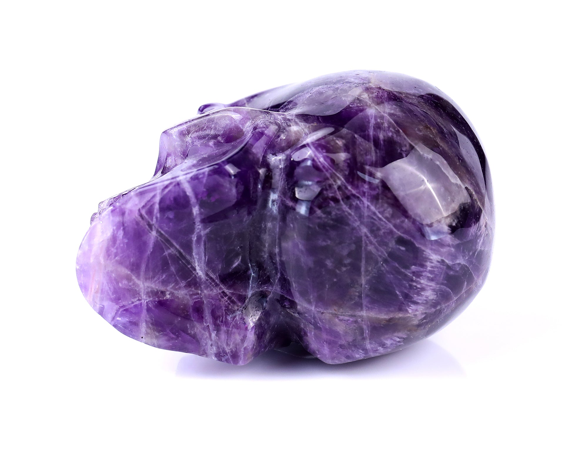 3.0" Dream Amethyst Hand Carved Crystal Realistic Skull Sculpture Crystallumi