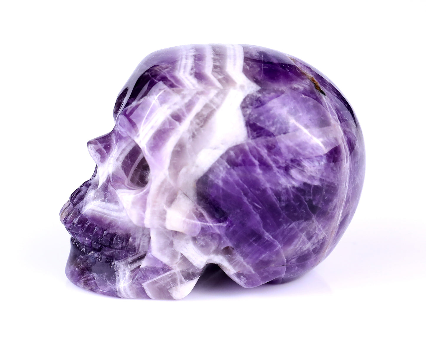 3.0" Dream Amethyst Hand Carved Crystal Realistic Skull Sculpture Crystallumi