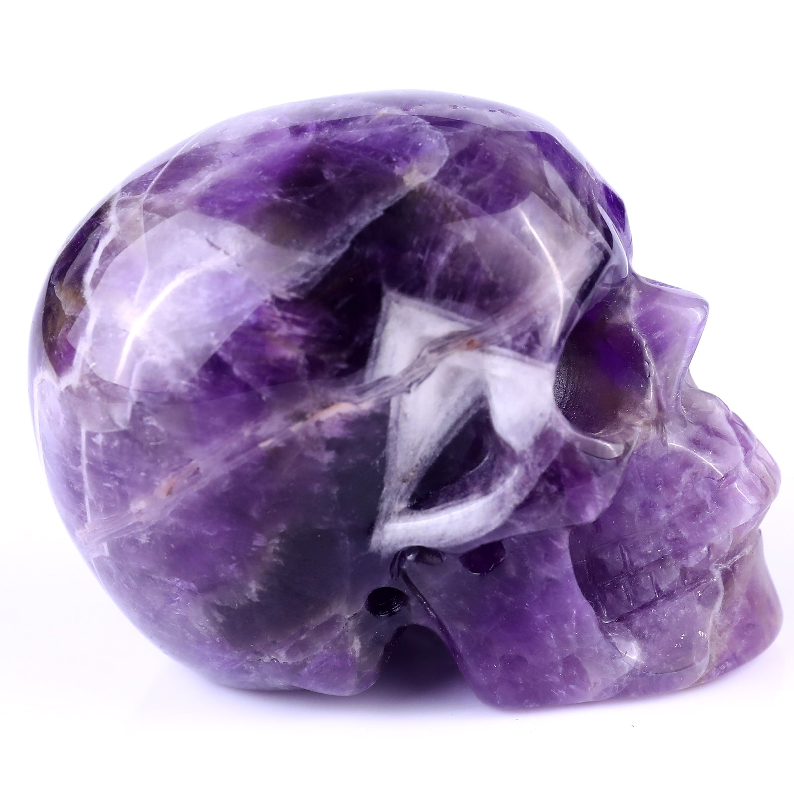 3.0" Dream Amethyst Hand Carved Crystal Realistic Skull Sculpture Crystallumi