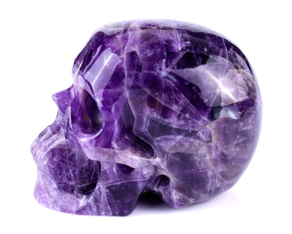 3.0" Dream Amethyst Hand Carved Crystal Realistic Skull Sculpture Crystallumi