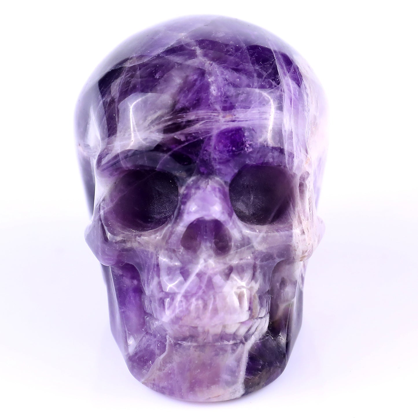 3.0" Dream Amethyst Hand Carved Crystal Realistic Skull Sculpture Crystallumi