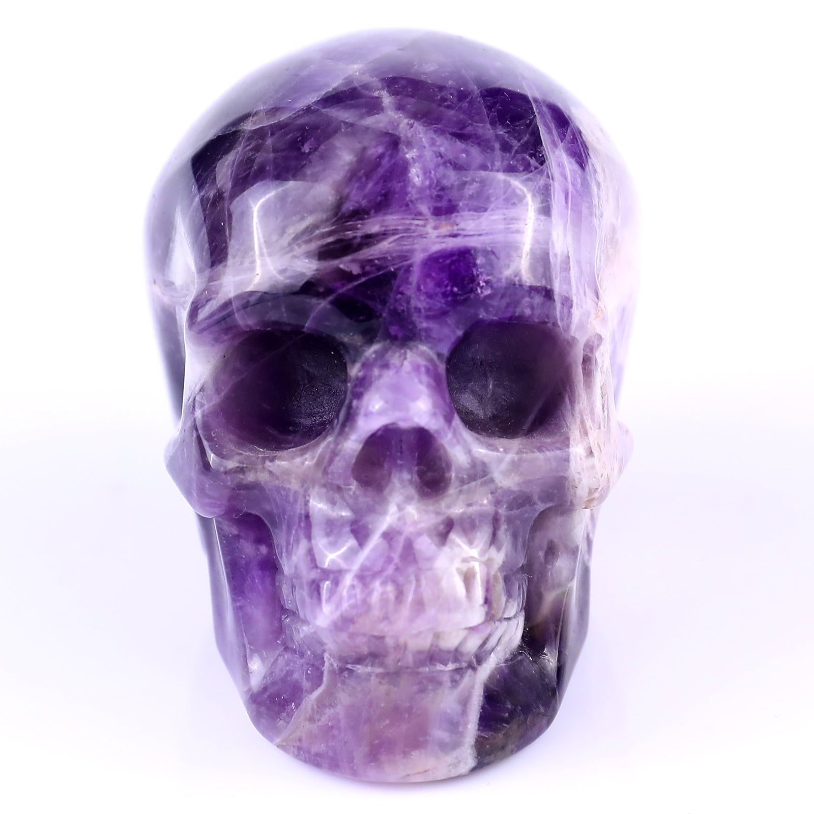 3.0" Dream Amethyst Hand Carved Crystal Realistic Skull Sculpture Crystallumi