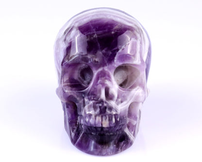 3.0" Dream Amethyst Hand Carved Crystal Realistic Skull Sculpture Crystallumi