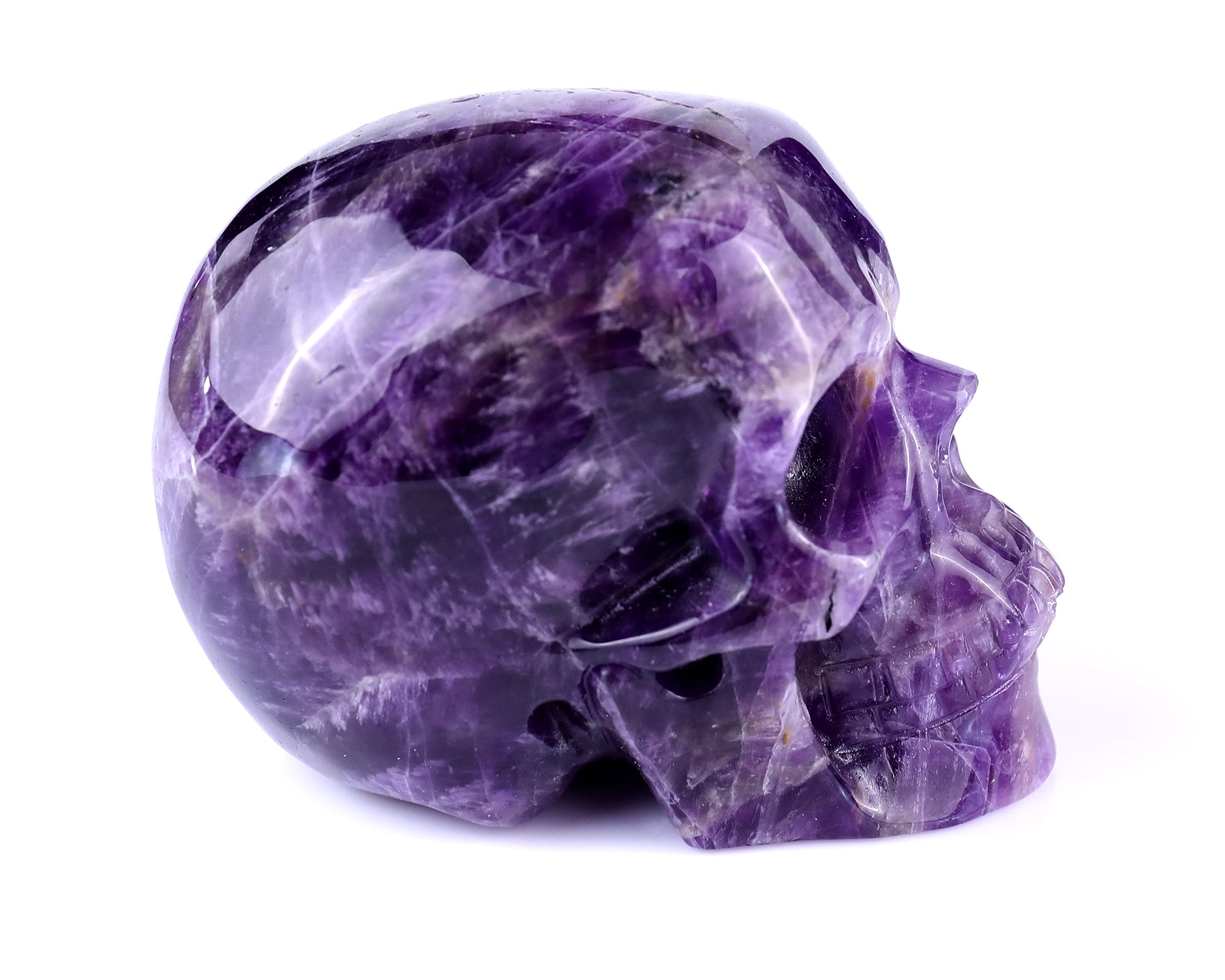 3.0" Dream Amethyst Hand Carved Crystal Realistic Skull Sculpture Crystallumi