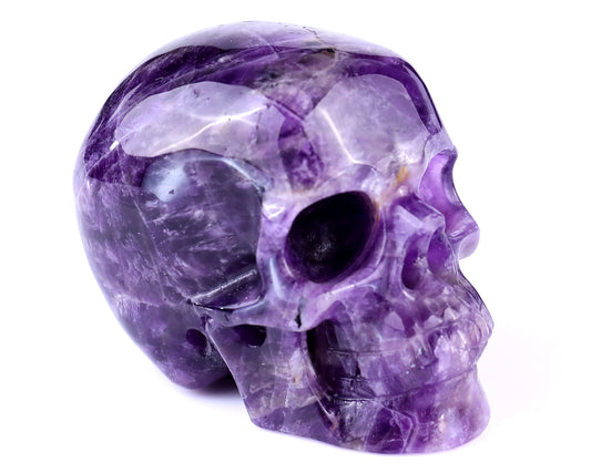 3.0" Dream Amethyst Hand Carved Crystal Realistic Skull Sculpture Crystallumi