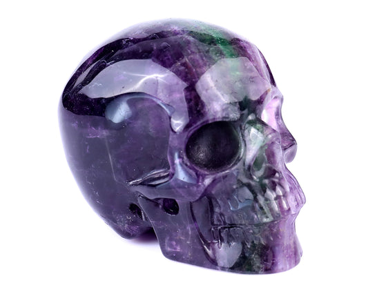 3.0" Fluorite Hand Carved Crystal Realistic Skull Sculpture Crystallumi