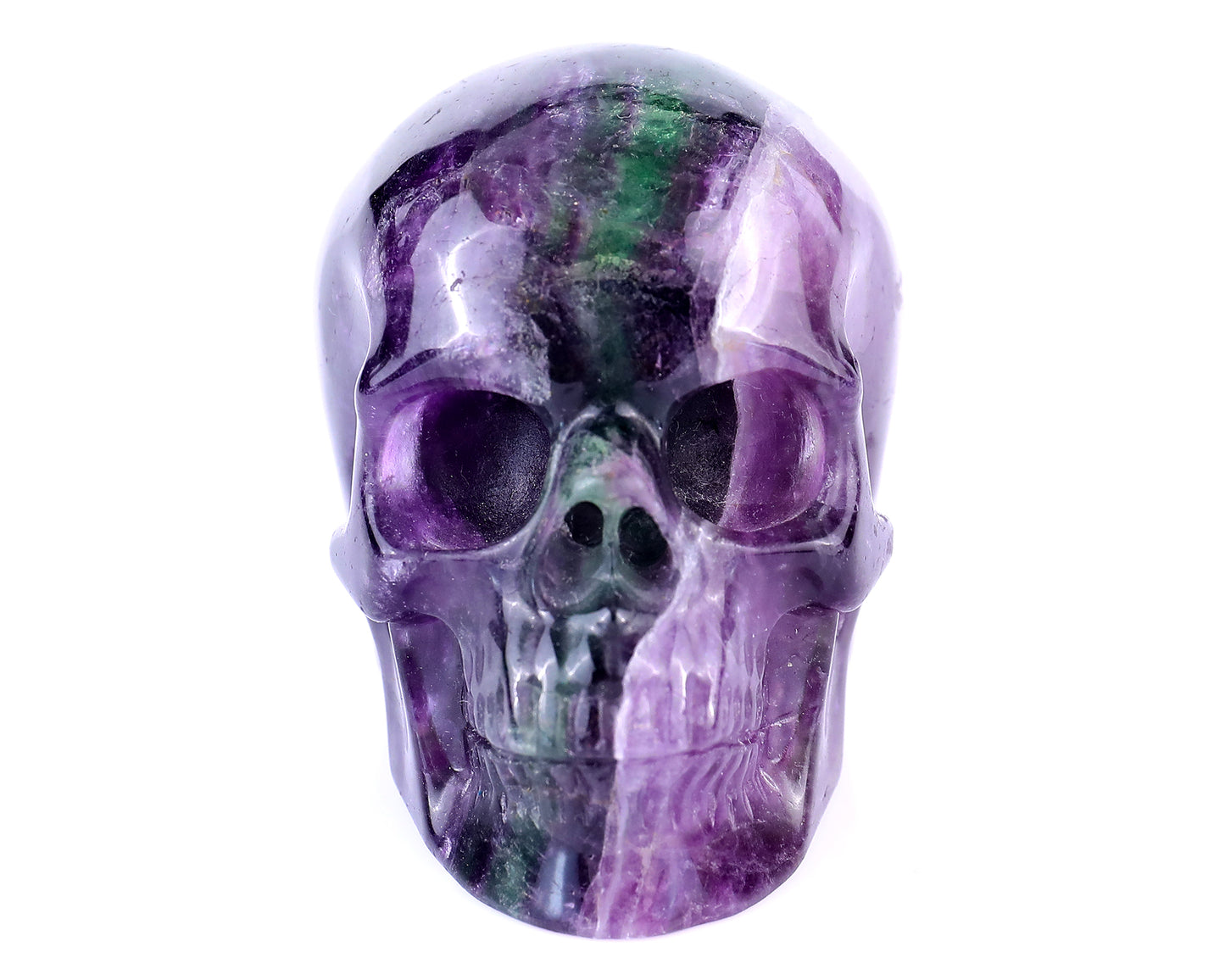 3.0" Fluorite Hand Carved Crystal Realistic Skull Sculpture Crystallumi