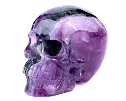 3.0" Fluorite Hand Carved Crystal Realistic Skull Sculpture Crystallumi