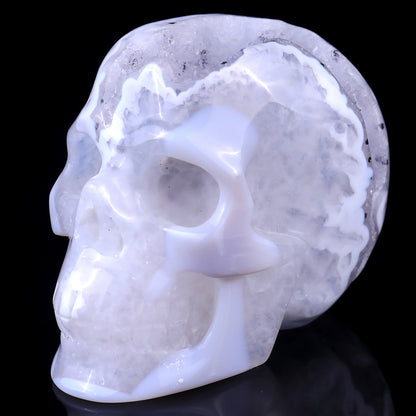 3.0" Geode Agate Hand Carved Crystal Geode Skull Sculpture Crystallumi