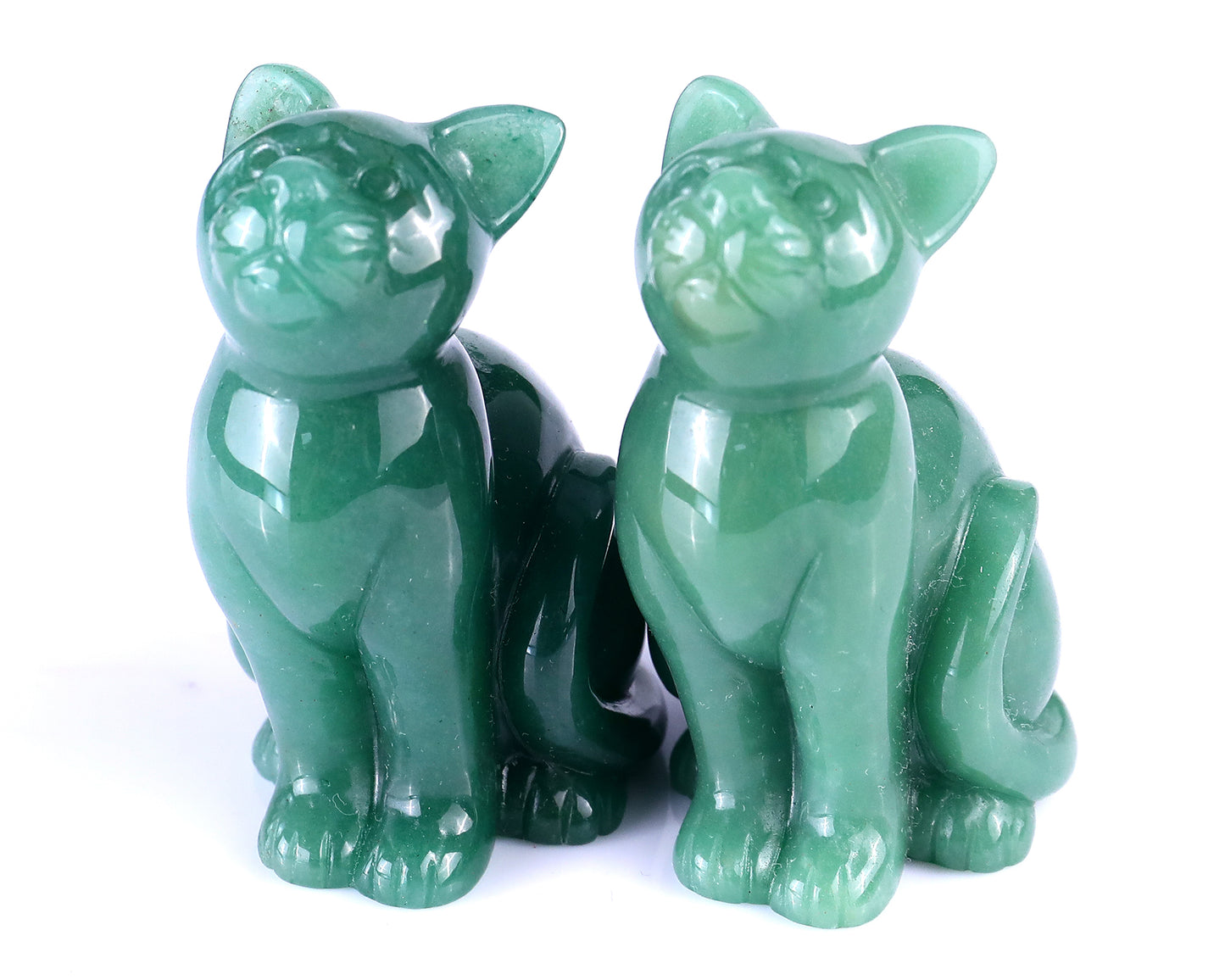 3.0" Green Aventurine Hand Carved Crystal Cat Sculpture Crystallumi