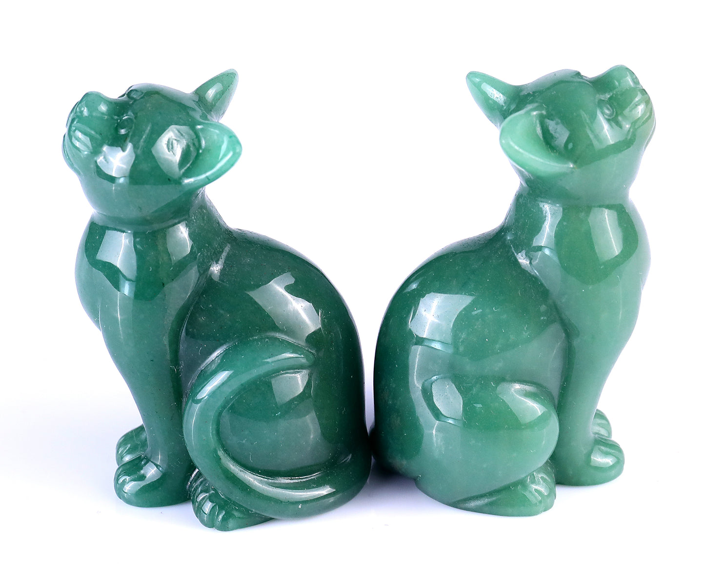 3.0" Green Aventurine Hand Carved Crystal Cat Sculpture Crystallumi