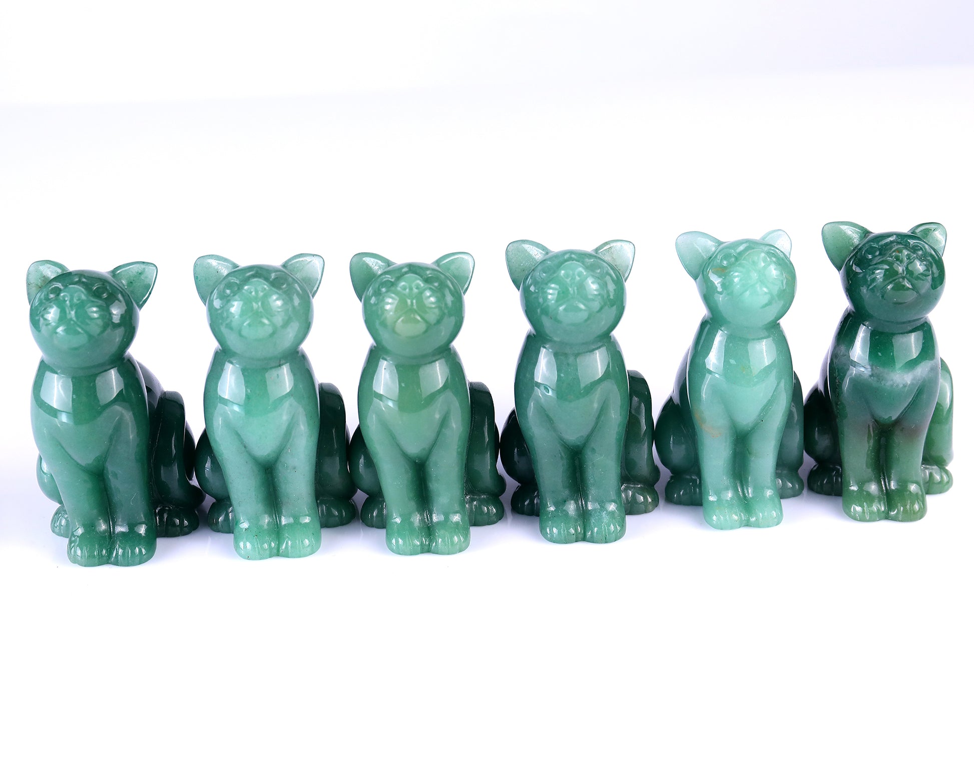 3.0" Green Aventurine Hand Carved Crystal Cat Sculpture Crystallumi