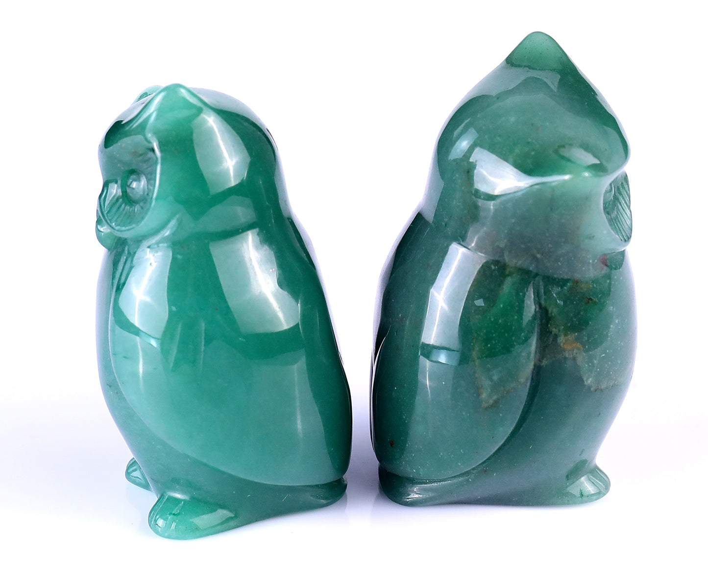 3.0" Green Aventurine Hand Carved Crystal Owl Sculpture Crystallumi