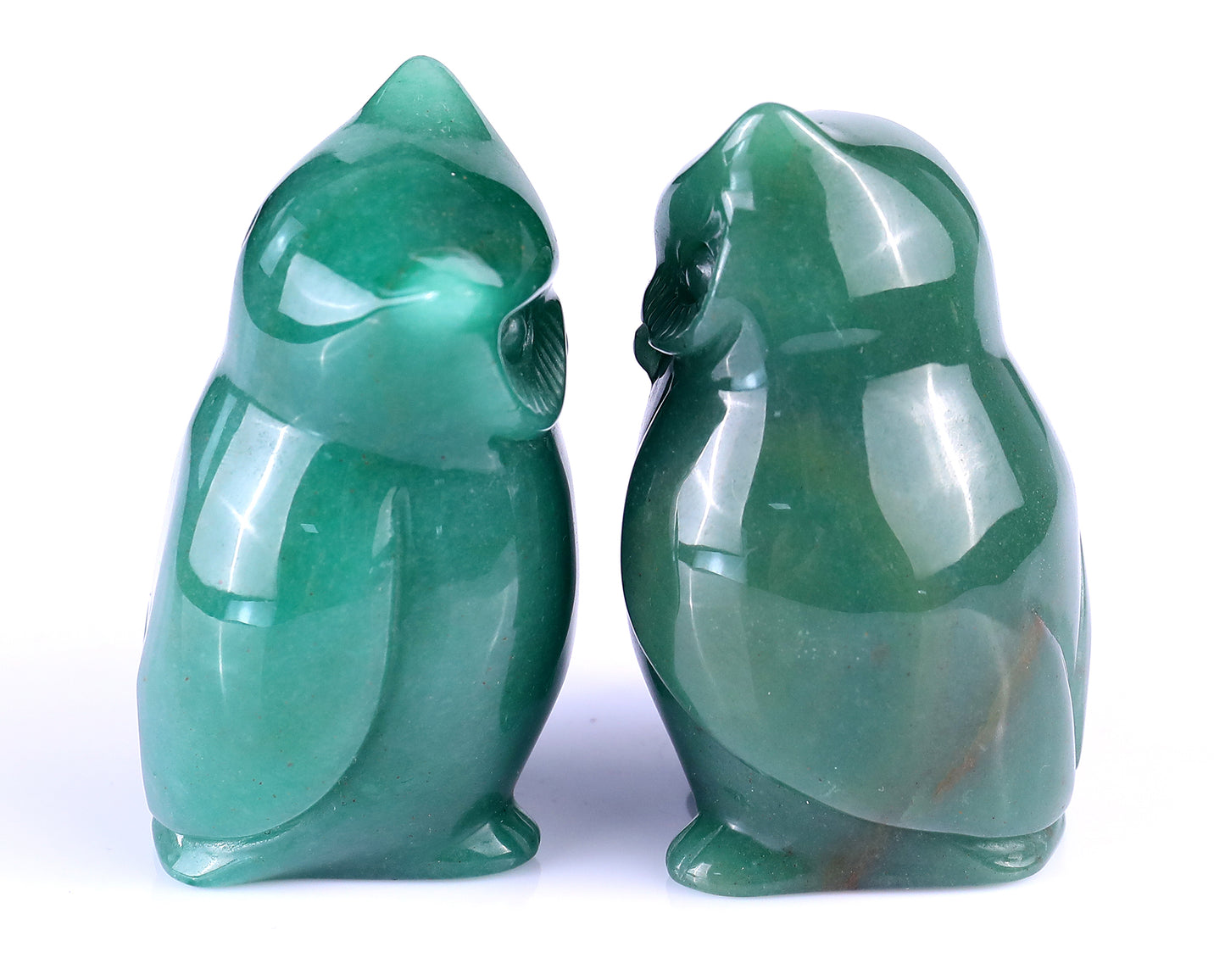 3.0" Green Aventurine Hand Carved Crystal Owl Sculpture Crystallumi