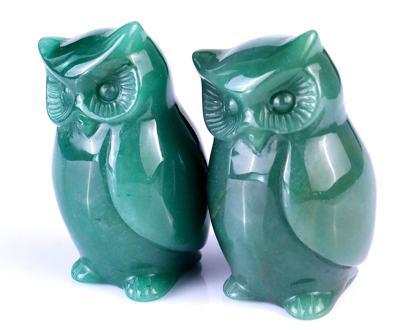 3.0" Green Aventurine Hand Carved Crystal Owl Sculpture Crystallumi