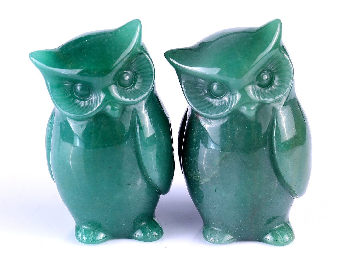 3.0" Green Aventurine Hand Carved Crystal Owl Sculpture Crystallumi