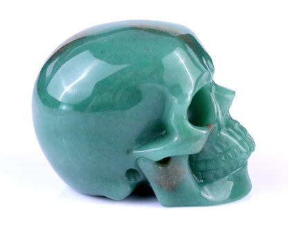 3.0" Green Aventurine Hand Carved Crystal Realistic Skull Sculpture Crystallumi