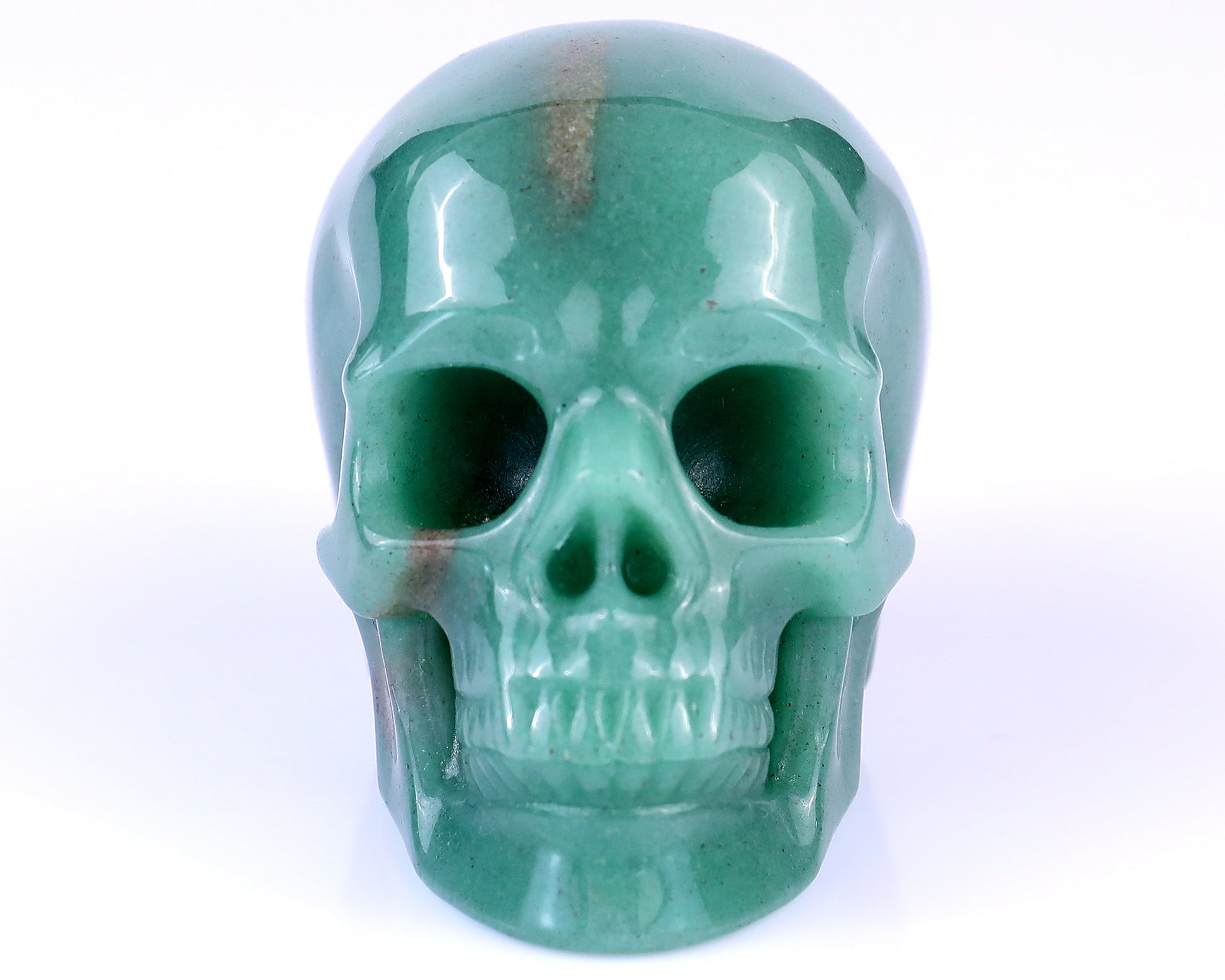 3.0" Green Aventurine Hand Carved Crystal Realistic Skull Sculpture Crystallumi