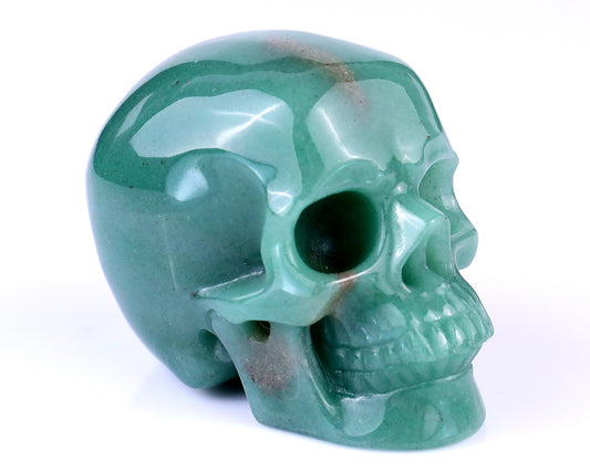 3.0" Green Aventurine Hand Carved Crystal Realistic Skull Sculpture Crystallumi